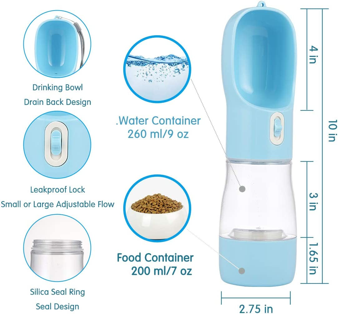 Portable Dog Water Bottle with Pouch for Travel and Outdoor Activities (Grey)