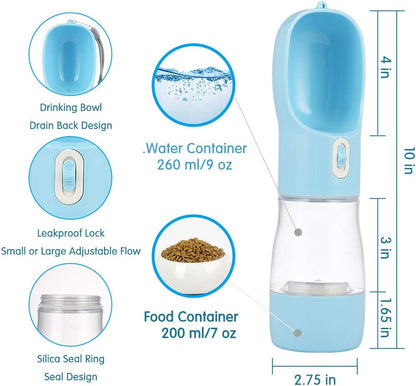 Portable Dog Water Bottle with Pouch for Travel and Outdoor Activities (Grey)