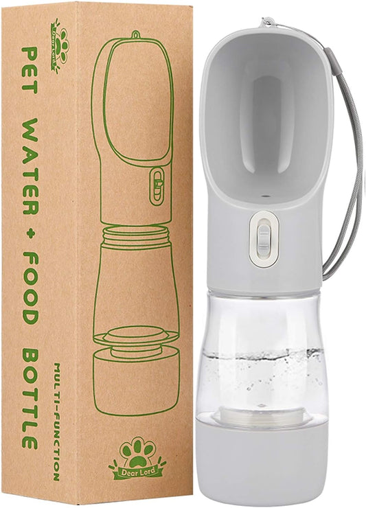Portable Dog Water Bottle with Pouch for Travel and Outdoor Activities (Grey)