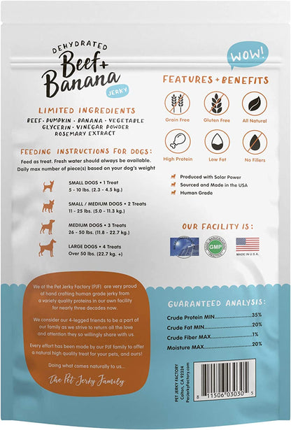 Premium Beef and Banana Dog Treats - 5 Oz. | 100% Human Grade | Made in the USA | High Protein | Grain Free | Limited Ingredients | No Fillers | BHA-BHT Free | Soft and Tender