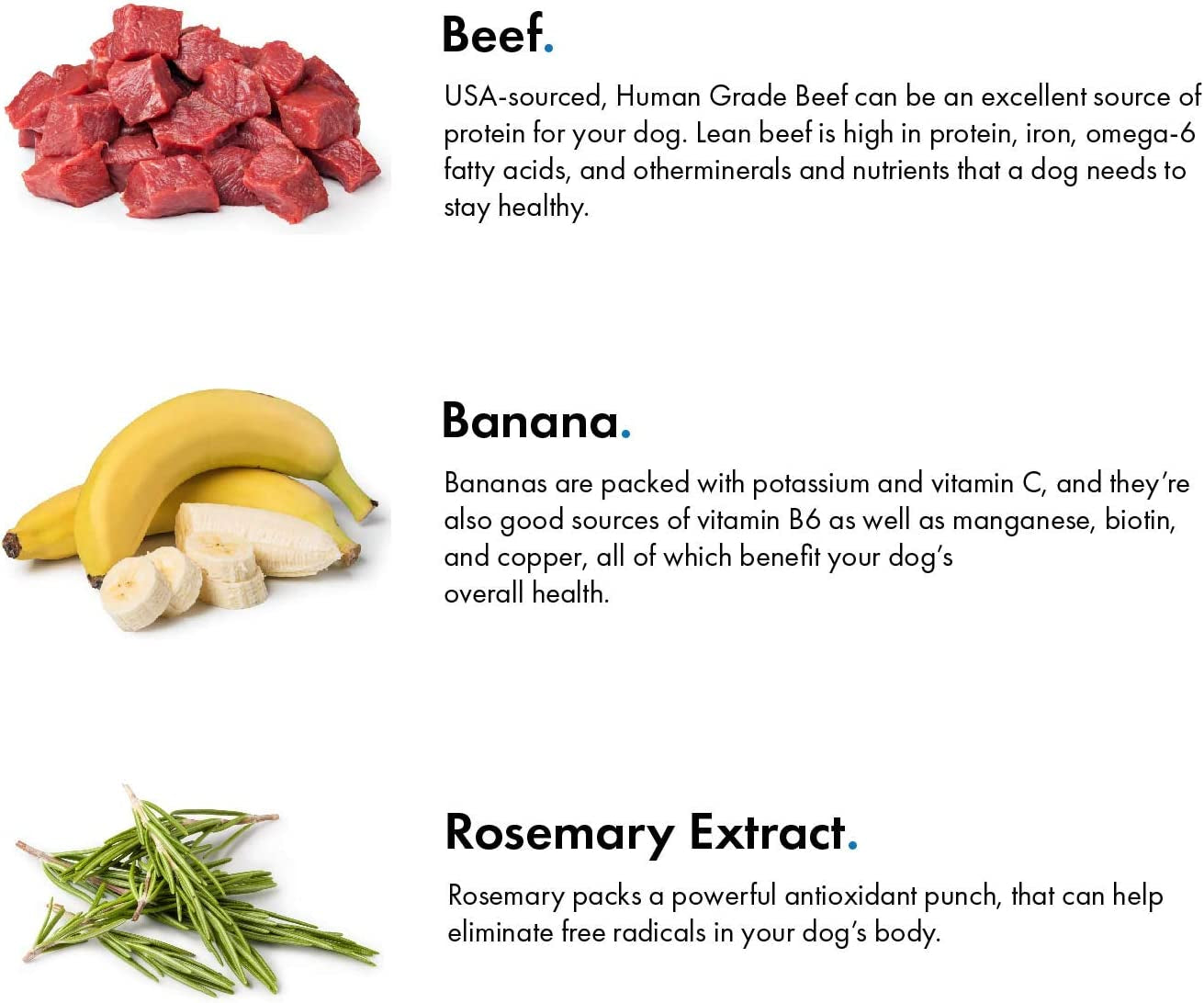 Premium Beef and Banana Dog Treats - 5 Oz. | 100% Human Grade | Made in the USA | High Protein | Grain Free | Limited Ingredients | No Fillers | BHA-BHT Free | Soft and Tender