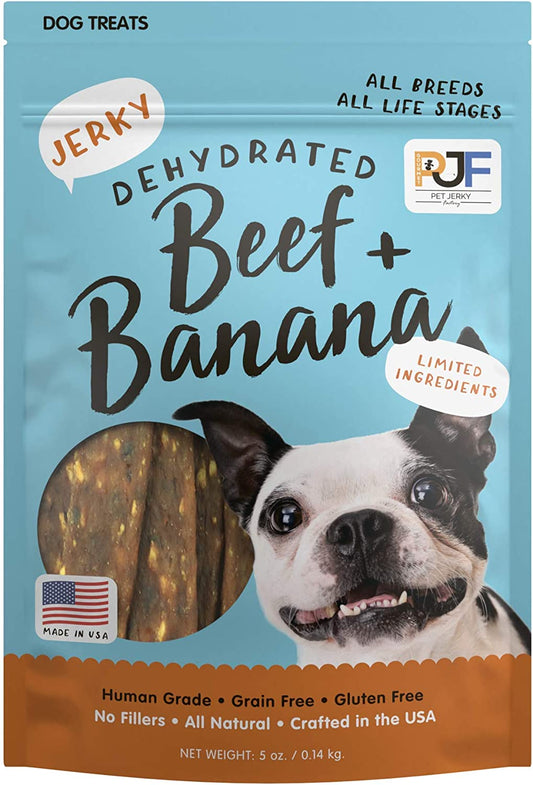 Premium Beef and Banana Dog Treats - 5 Oz. | 100% Human Grade | Made in the USA | High Protein | Grain Free | Limited Ingredients | No Fillers | BHA-BHT Free | Soft and Tender