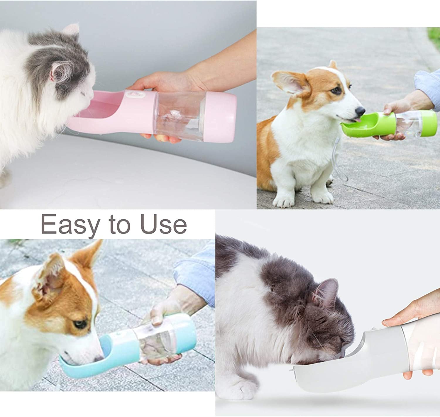 Portable Dog Water Bottle with Pouch for Travel and Outdoor Activities (Grey)