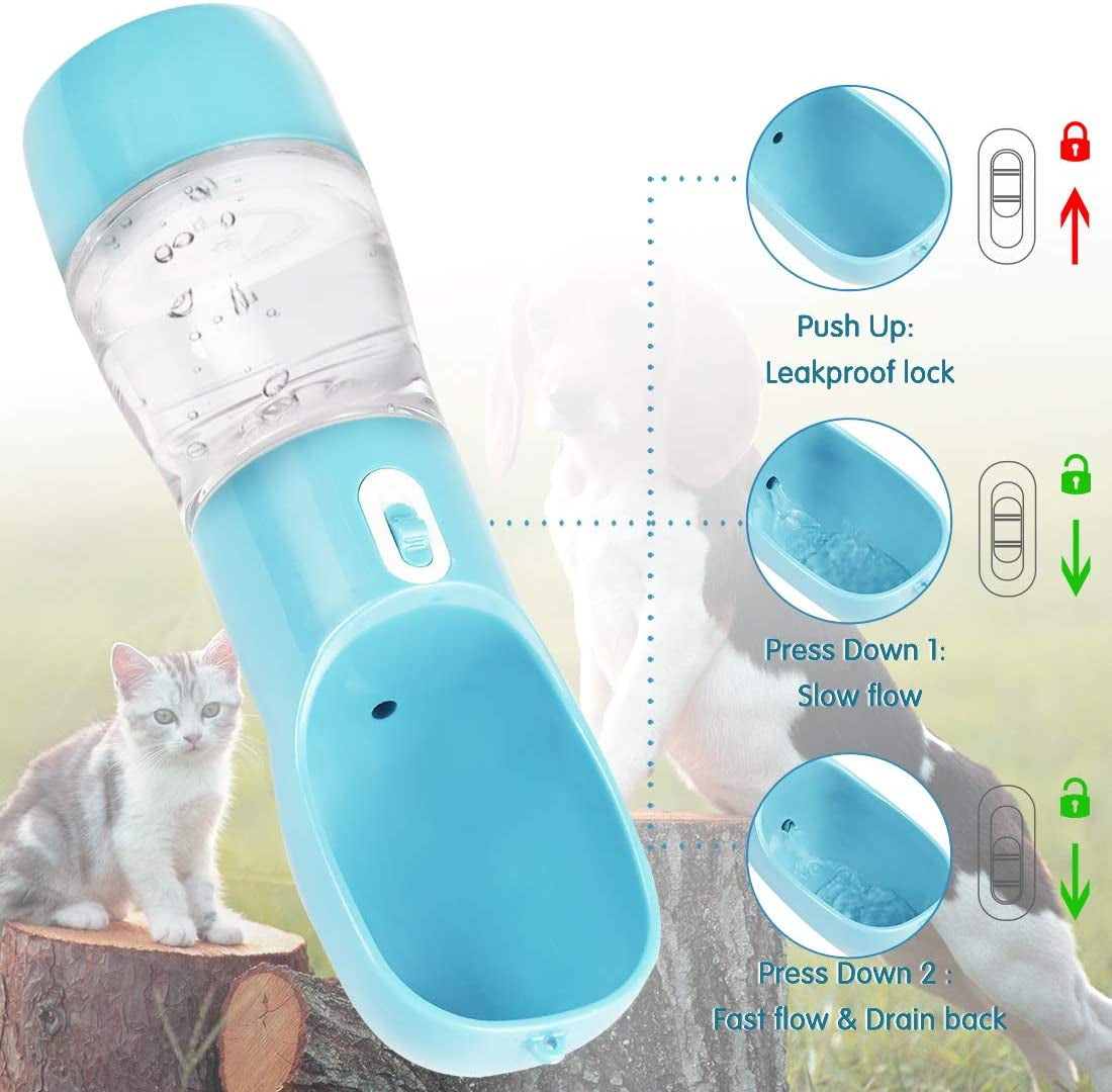 Portable Dog Water Bottle with Pouch for Travel and Outdoor Activities (Grey)